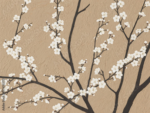 Minimalist Wall-Painted Flowers and Branches Illustration
