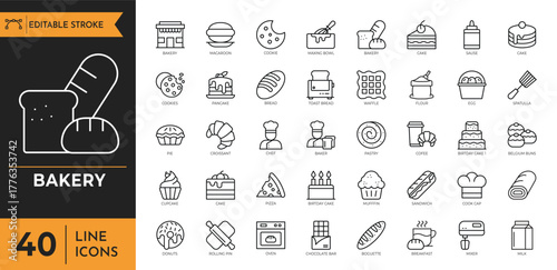 Bakery icon set. Vector illustration	