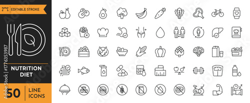 Nutrition diet icon set. Vector illustration	