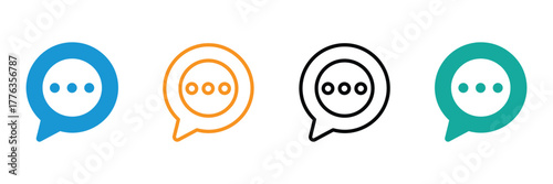 Vibrant and clean chat bubble icons with ellipsis, perfect for representing messages, communication, and ongoing discussions across digital platforms.