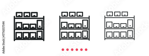 Warehouse shelving icon. Thin line icon vector