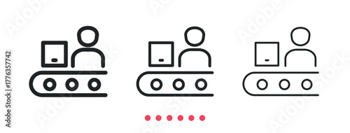 Conveyor belt icon. Thin line icon vector