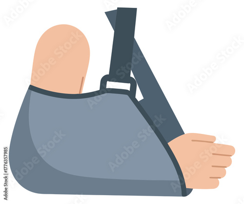 Arm in medical sling vector illustration for injury and recovery