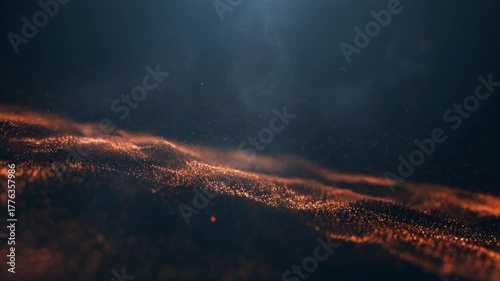 Abstract Light Wave Background with Glowing Particles