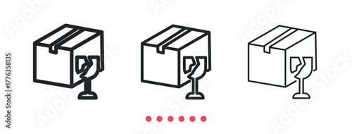 Fragile shipment icon. Thin line icon vector