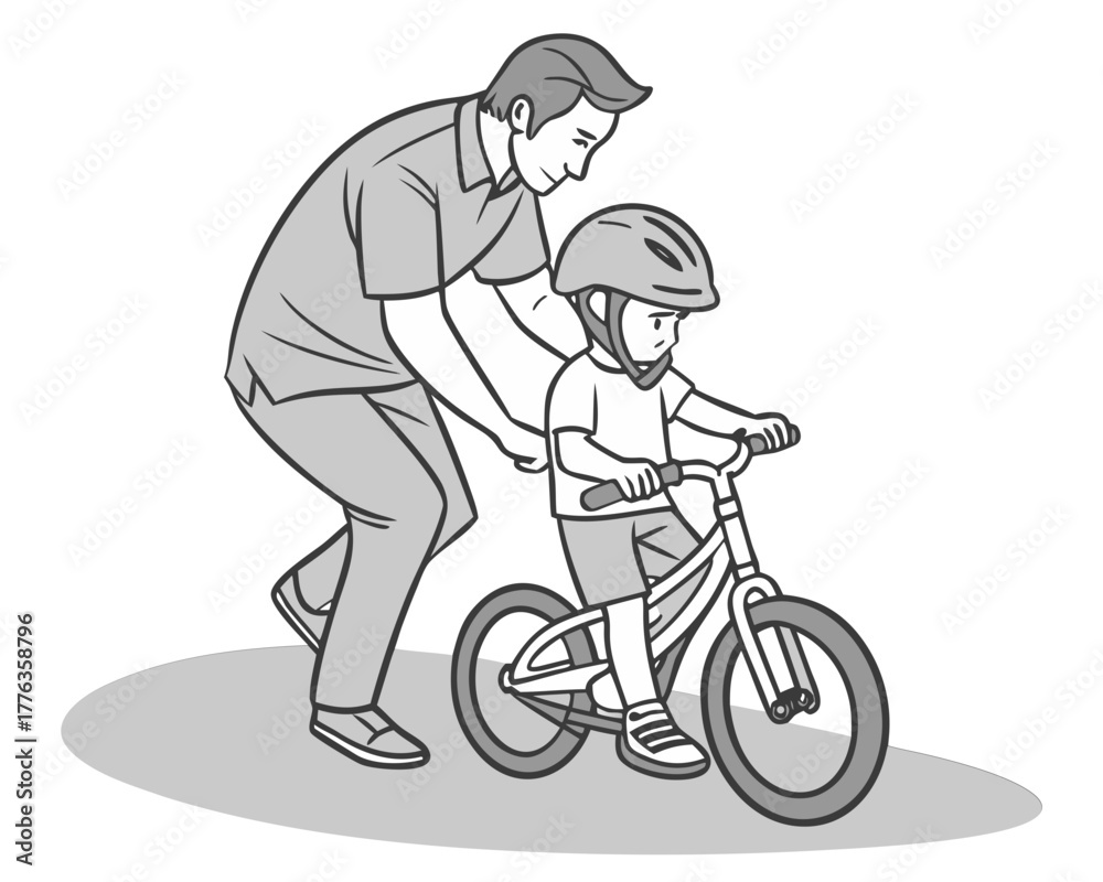 Fototapeta premium father and son biking vector illustration