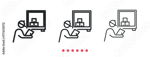 Warehouse inventory check icon. Thin line icon vector
