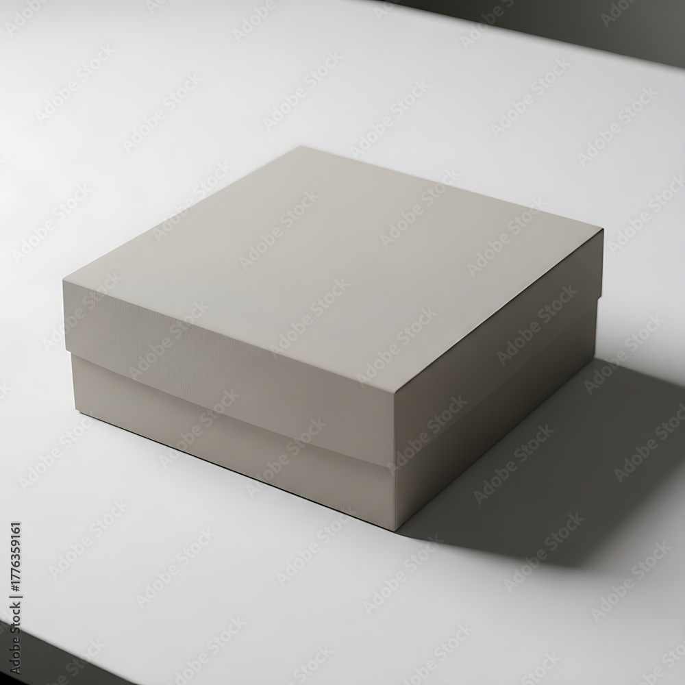 Fototapeta premium Simple closed gift box presented on a neutral gray background