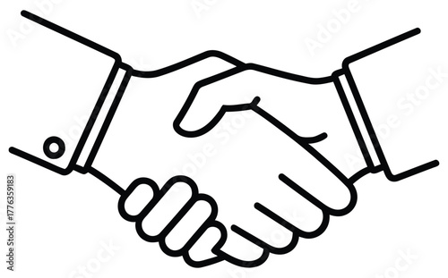 Business handshake icon vector illustration outline style for agreement partnership or dealing