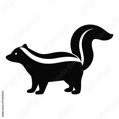 Striped skunk Vector silhouette illustration of wild  animals