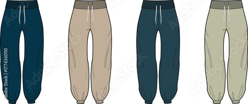 Fashion Design Illustration A Collection of Stylish Sweatpants for Active and Casual Wear in Diverse Colors