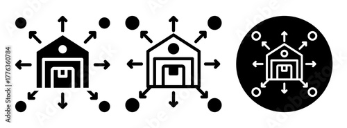 Distribution Center Icon Collection Glyph & Mixed Style
