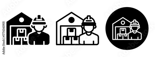 Warehouse Worker Icon Collection Glyph & Mixed Style