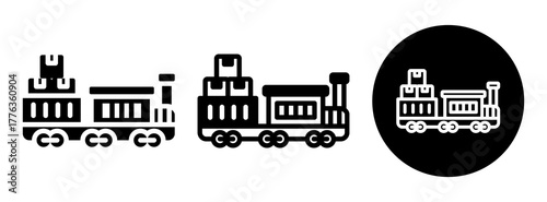 Cargo Train Icon Collection Glyph & Mixed Style