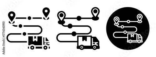 Delivery Route Icon Collection Glyph & Mixed Style