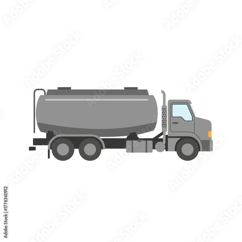 Gray Tanker Truck Vector Illustration on White Background