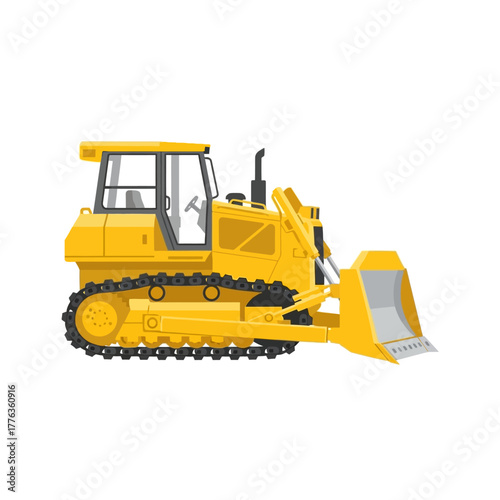 Yellow Bulldozer Construction Heavy Equipment Illustration Isolated on White Background
