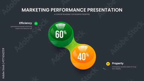 Company Report Two Step Diagram Frame Design. Project Portfolio 2 Element Graph Slide Layout. Corporate Briefing Slideshow Template Vector Illustration.