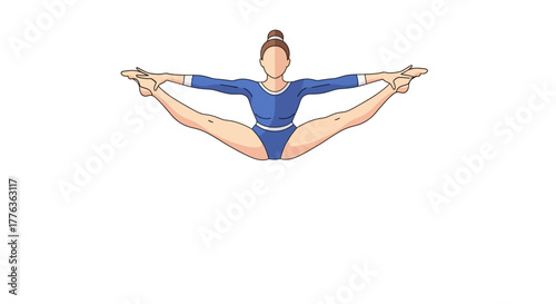 Artistic Gymnastics Performer in a Blue Leotard Demonstrating a Split Jump