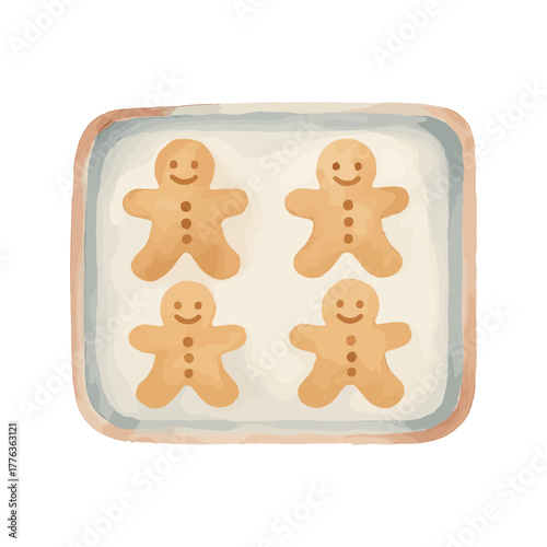 Gingerbread Cookies on Baking Tray for Christmas and Holiday Treats
