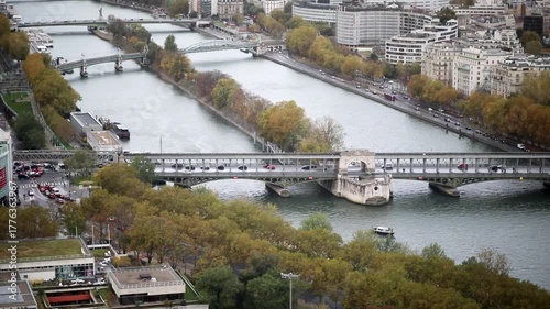 Aerial view of Bir-Hakeim Bridge and the Seine River in Paris