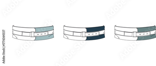 Abstract belt design variations in a minimalist style, ideal for modern fashion and accessories