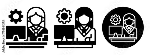 Administrative Assistant Icon Collection Glyph & Mixed Style