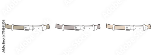 Collection of modern versatile accessory belts in assorted neutral colors, ideal for fashion design, apparel merchandising, and digital product showcases