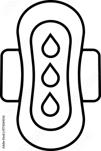 Menstrual pad icon in line style. Feminine hygiene product symbol showing sanitary pad, absorbent napkin, period protection and women’s care vector illustration isolated on transparent background.