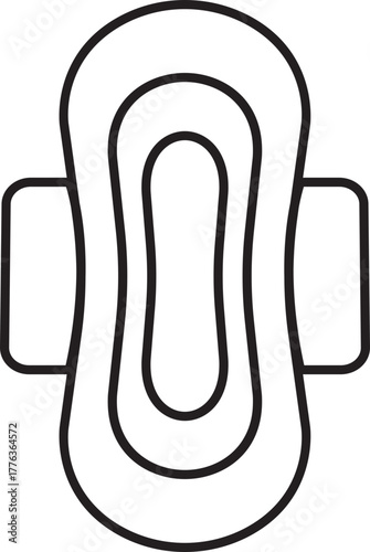 Menstrual pad icon in line style. Feminine hygiene product symbol showing sanitary pad, absorbent napkin, period protection and women’s care vector illustration isolated on transparent background.
