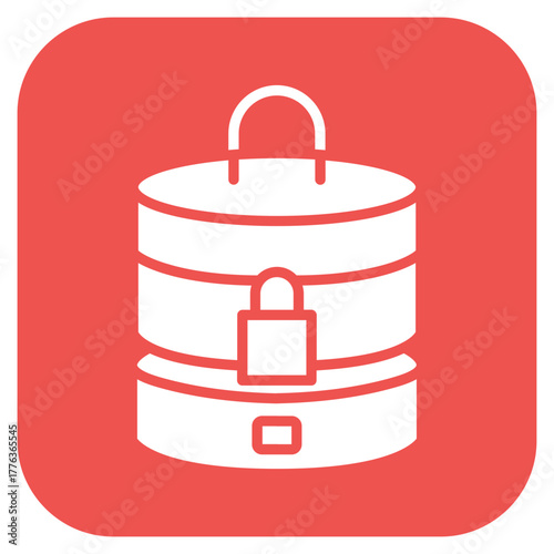 Database Lock icon vector image. Can be used for Web Hosting.