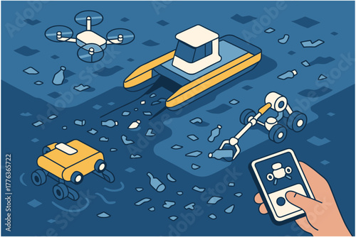 Innovative technology for ocean cleanup: drones and robots in action