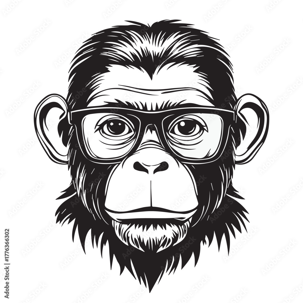 Obraz premium cartoon monkey wearing glasses