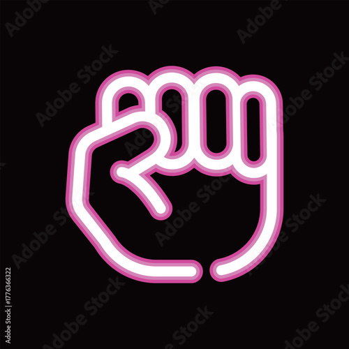 ネオン風の握りこぶしアイコン