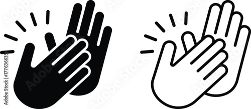 Clapping Hands Applause Silhouettes, and Outline Icons Set