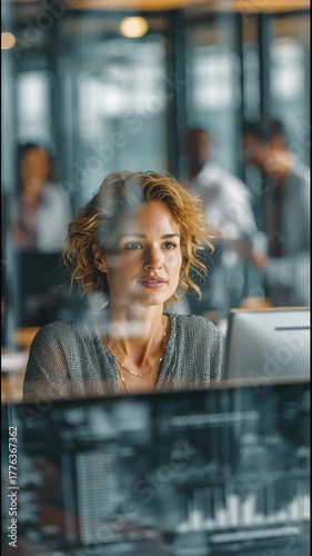 business woman working on computer