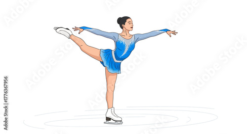 Figure skater gracefully performing a spin on the ice, showcasing elegance and athleticism