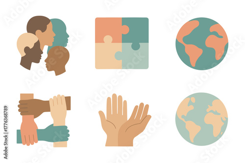 Diverse unity and global harmony in modern flat design pictograms