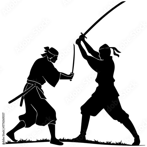 Sword Fight Silhouette – Martial Arts Vector