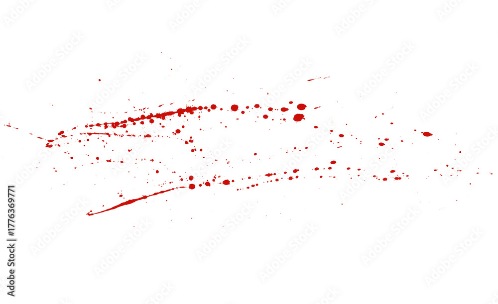 Fototapeta premium Blood splatter isolated on transparent background, Realistic red blood splatter, drop, and stain effect for medical, horror, and design projects
