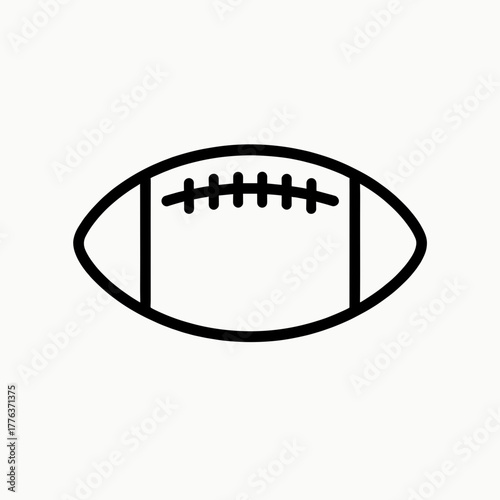 Minimal American football ball icon, black outline, Super Bowl game day concept