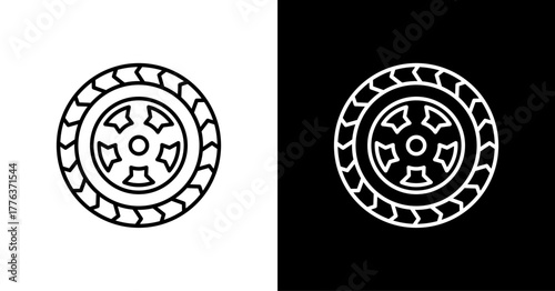 Tire  White Icon Set Design