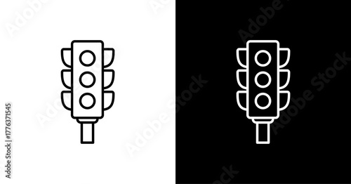 Traffic Light  White Icon Set Design