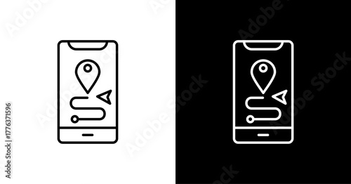 Gps Navigation  White Icon Set Design