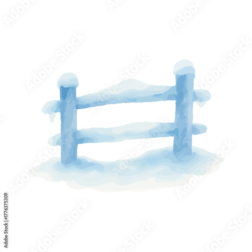 Snow-Covered Wooden Fence for Winter and Holiday Scenes