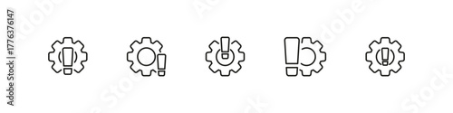 Cogwheel of settings vector outline icon set. System adjustment, configuration, and technical control collection.