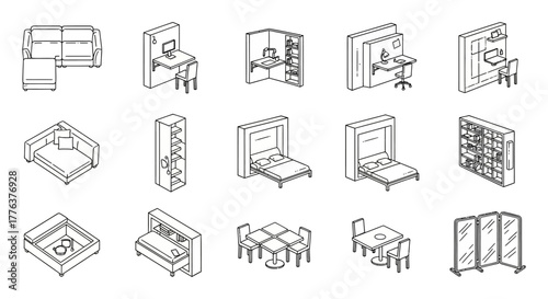 compact furniture showcasing space-saving designs for modern living and small apartments perfect for interior design inspiration and efficient solutions