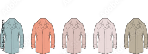 Colorful Trench Coats Fashion Vector Illustration of Autumn Outerwear