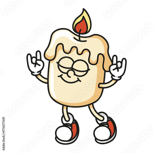Bright colorful candle mascot vibrant vector retro design for festive celebrations and cozy home decor