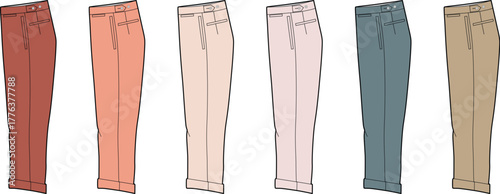 Collection of cropped chino trousers in a variety of pastel and earthy tones, perfect for casual summer wear